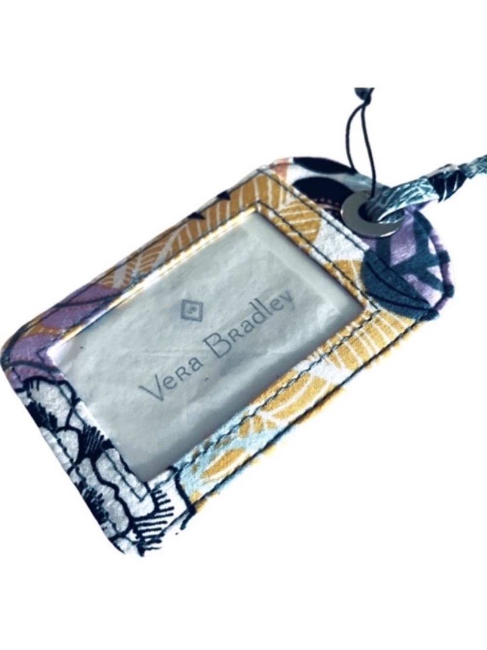 NEW Vera Bradley Travel Bag Luggage ID Card Holder Palm Floral Blue Yellow